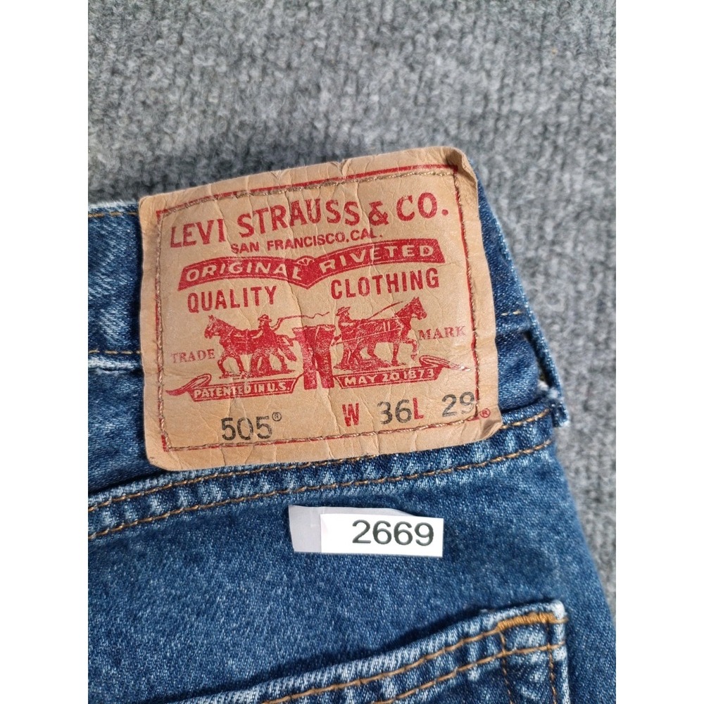 Levi's 505 Men's Jeans 36x29 Blue Straight Leg Regular Fit Denim Medium Wash - Picture 3 of 4